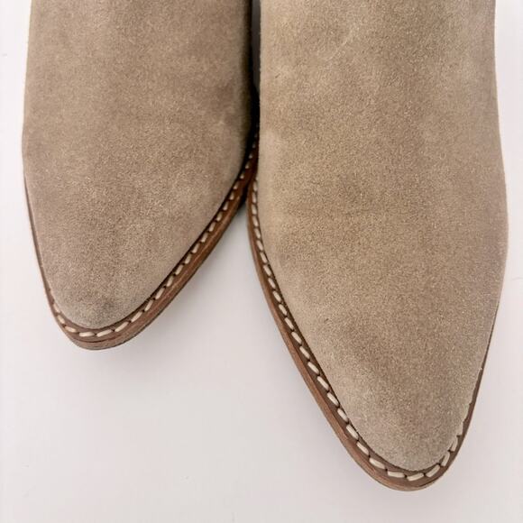 Sigerson Morrison Taupe Suede Leather Pointed Toe ankle Block Heel Boots Sz 7.5 - Picture 2 of 10